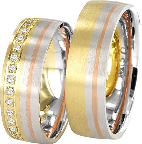 JC TRAURINGE 2 HEARTS COLLECTION 333er EHERINGE 8 KARAT TRICOLOR J130