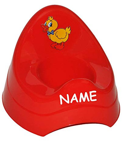 alles-meine.de GmbH Töpfchen/Nachttopf - mit Musik/Sound - groß - mit großer Lehne + Spritzschutz incl. Namen - Ente - rot - Babytöpfchen/Kindertopf/Lerntöpfchen - to..