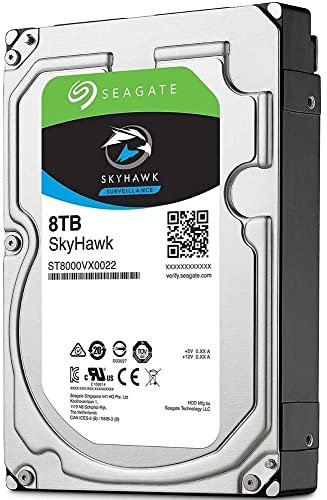 Seagate ST8000VX0022 3.5-Inch 8 TB SkyHawk Internal Hard Drive for 1-64 Camera Surveillance Systems - Silver