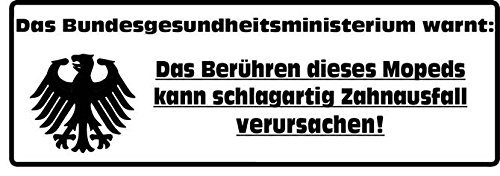 unbekannt Aufkleber: Das Berühren Dieses Mopeds kann Zahnausfall verursachen 2-er Set! Sticker Simson Bike ca. 11x3,5 cm