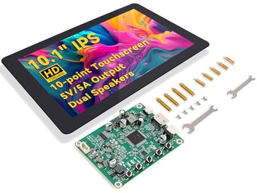 SUNFOUNDER Dernière Solution d'écran Tactile 10 Pouces pour Raspberry Pi 5, IPS HD 1280x800 LCD, Sortie 5.1V/5A intégrée, HDMI, 10 Points, Pas de Pilote, Haut-parleurs, pour RPi 5/4/3/Zero 2W