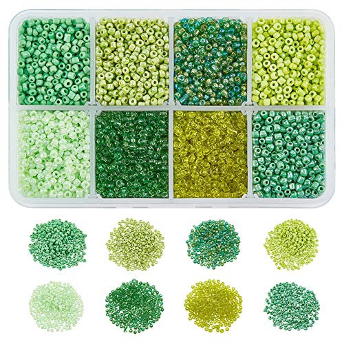 nbeads 1, 12500pcs 12/0, Ceylon-Glas, runde Perlen, lose Perlen für Schmuckherstellung, grün