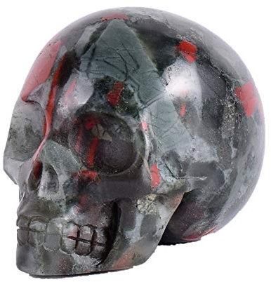 AITELEI 2 Natur Hand Geschnitzte Edelstein Skull Statue, Heilung Crystal Stone menschlichen Reiki Skull Figur Statue Skulpturen (Blutstein)
