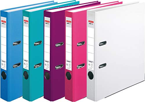 Herlitz Ordner maX.file protect A4 (8 cm mit Einsteckrückenschild) (Zusatzfarben II, 5cm | 5er Pack)