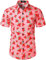 JOGAL Chemise hawaïenne à manches courtes pour homme, Rose clair/rouge, S