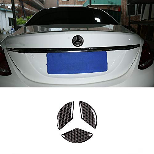 YIWANG 3 Stück Echte Kohlefaser Auto Hecktür LKW Kofferraum Emblem Abzeichen Aufkleber für Benz C-Klasse W205 2016–2019 Autozubehör