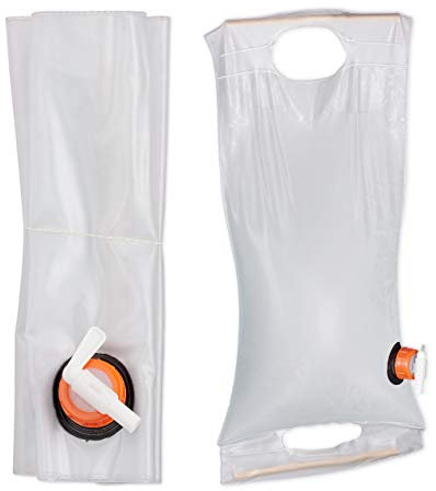 Relaxdays Poche d’Eau 10 L Pliable, Lot de 2, Jerrycan jerricane Bidon d’Eau Robinet Bouchon Camping Sac Eau, PVC, Transparent