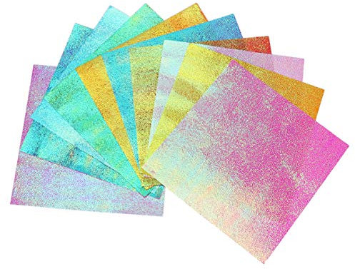 Milisten Origami Papier 100 Blatt glänzendes Origami-Papier - 10 Farben quadratisch schillerndes Papier Origami-Papier Dekorationspapier quadratisches Glitzer-Faltpapier für Bastelprojekte für Kinder