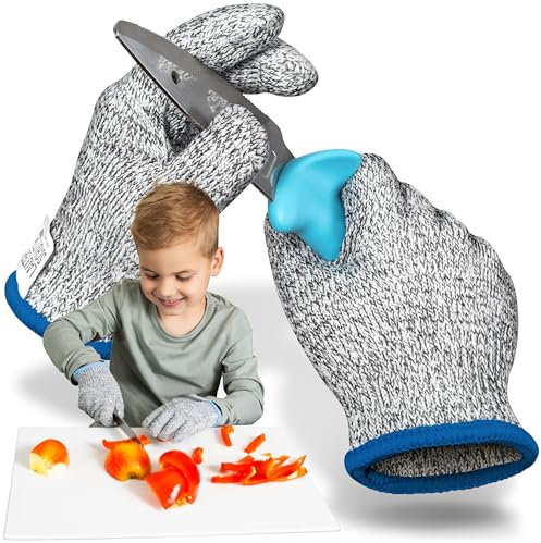 LAUTER SCHUTZ ® pour les enfants: 1 paire de gants de protection contre les coupures PREMIUM - matériau de haute qualité et extensible - Niveau C PROTECTION CONTRE LES COUPURES (taille 3XS (3-4 ans))