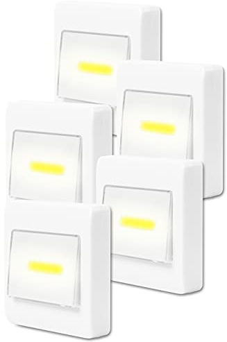 Eaxus® 5er Set LED Unterbauleuchte - Wandlampe Batteriebetrieben - Küchenleuchte, Lichtschalter für Küche, Garage & Co. Schrankleuchte, Weiß