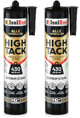 Isolbau Colle de montage extra forte High Tack - 2 x 470 g - Colle universelle pour l'intérieur et l'extérieur - Polymère hybride MS - Extrêmement forte - 430 kg/10 cm² - Blanc