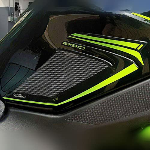 Resin Bike Adesivi Moto Compatibile con Kawasaki Z650 2021. Protezioni Laterali Serbatoio da Urti e Graffi. Coppia Adesivi Resinati con Effetto 3D - Verde
