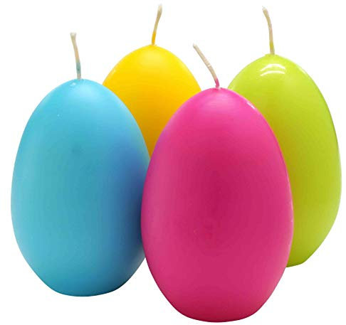 Hochwertige Eikerzen/Ostereier Kerzen - Bunter Mix - Eierkerzen Ostern - Dekoration (Farbmix (6), Höhe: 12 cm (4 Stück))