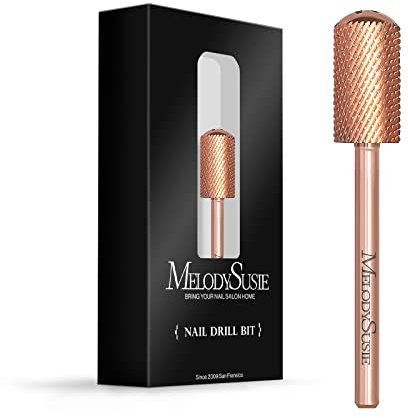 MelodySusie Safety Nail Drill Bits, 3/32'' Smooth Round Top Large Barrel Carbide Bits, Suitable for Manicure Pedicure Cuticle Gel Polishing, Beginners Bits, Rose Gold, Series Bit-S