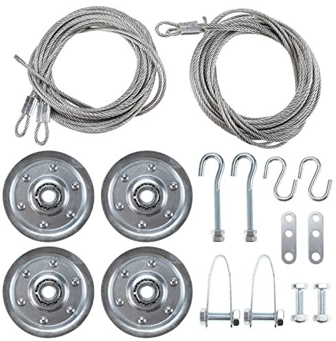 RealPlus Garagentor-Kabel und Riemenscheiben-Set, inklusive 2 Paar verzinkter Flugzeugkabel und 4 robuste 7,6 cm Riemenscheiben