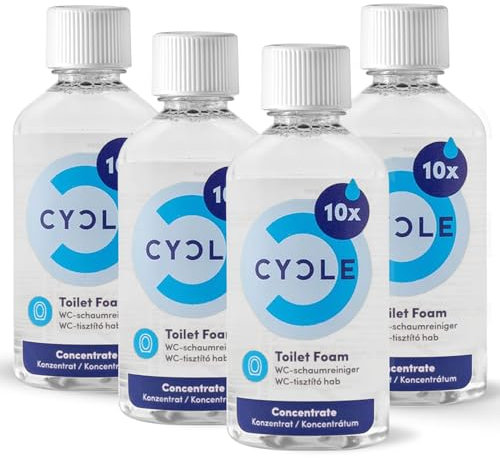 CYCLE WC Reiniger Konzentrat 4 x 50 ml – Toilettenreiniger mit pflanzlichen & recycelten Inhaltsstoffen – WC Schaumreiniger extra stark gegen Urinstein & Ablagerungen – Nachfüllpack für 2 l Reiniger