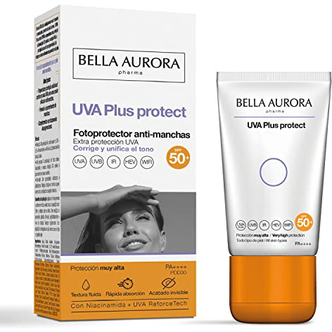 BELLA AURORA UVA Plus Protect LSF50+ Anti-Fleck-Gesichts-Sonnenschutz, Unisex, minimalistisch, klar/weiß