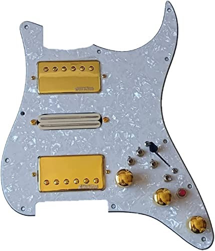Upgrade Vorverdrahtete E-Gitarre HSH Schlagbrett-Set Multifunktionsschalter Alnico 5 Tonabnehmer 3-lagiges Schlagbrett Für Fender Strat Pickguard Pickups