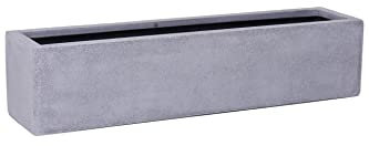 VIVANNO Blumenkasten Balkonkasten Pflanzkasten Fiberglas FLOBO Beton-Optik grau - 15x80x17 cm