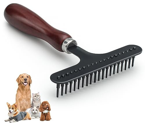 Peines Tipo Rastrillo Para Perros, Peine De Aseo Para Mascotas, Peine Perro Mango Madera, Peine Rastrillo Para Perros Y Gatos Pelo Largo Para Evitar Nudos Y Pelo, Masaje Agradable Para Su Mascota