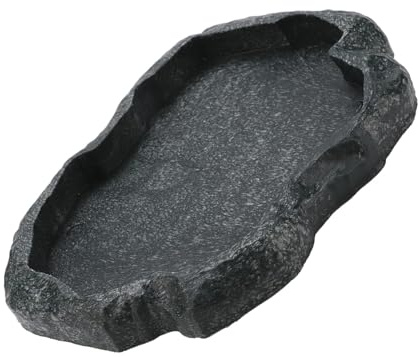 Ejoyous reptiler vattenbricka ABS harts Durable Repti Rock Feeder vatten och matskål för sköldpadda och ödla – robust foderskål för utfodring och blötläggning av husdjur (M)