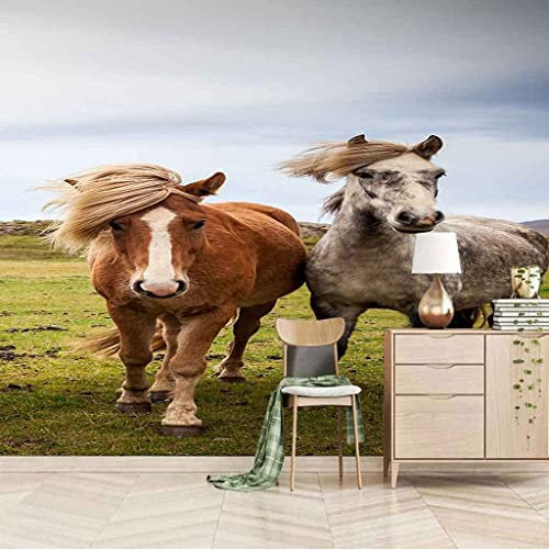 3D Cheval Animal Papiers Peints Grands Autocollants, Papiers Peints Amovibles | Papier Peint Autocollant 3D Pour Chambre D'Enfant, Salle À Manger, Chambre À Coucher 140 (largeur) x 70 (hauteur) cm