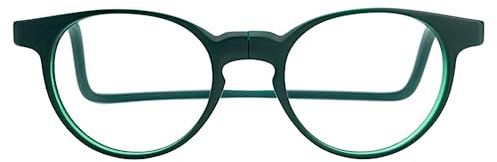 SLASTIK TAKU XL Magnetische Lesebrille – Faltbare Lesebrille mit rechteckigem Rahmen - verstellbaren Bügeln – flexibles Kopfband – Magnete auf der Vorderseite der Brille mit weichem Etui (Grün +1.50)