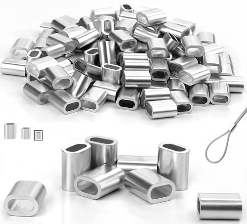 Aluminium Pressklemmen Alu Drahtseilklemme 2mm Aluminiumhülse Ovale Würgeklemmen 120 Stk Plomben Quetschhülsen Klemmhülsen Metallhülsen für Seile Draht Seilverbinder Stahlseil Drahtseil Kabel (Silber)