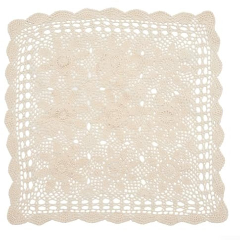 Countryside Vintage-Tischdecke, quadratisch, Vintage-Tischdecke, Deckchen, Baumwolle, Spitze, gehäkelt, Blumenmuster, Tischdecke für Zuhause, Hotel, Café (60 x 60 cm, Beige)