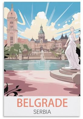 KmoNo Belgrad Serbien Vintage Reiseposter 20 x 30 cm Poster Dekor Malerei Leinwand Wandkunst Wohnzimmer Poster Schlafzimmer