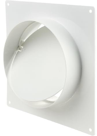 Flangia da parete per tubi da 150 mm, connettore in PVC con piastra a parete per tubi di ventilazione, raccordo tubo di ventilazione rotondo con valvola di ritorno, plastica ABS, bianco