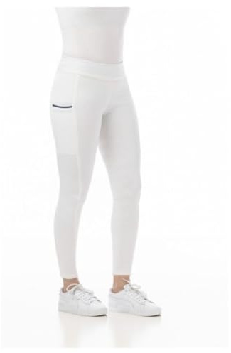 Riding World - Reitleggings für Damen Agadir | Leggings zum Reiten | Reithose mit Silikon-Vollbesatz & breitem Bund | Reiterhose mit 2 Handytaschen | Damen Reitbekleidung in Weiß | Größe 32