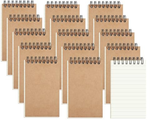 ZMCYN 15 taccuini tascabili a spirale, 7,6 x 12,7 cm, con copertina in carta kraft, formato A7, mini blocchi a spirale per appunti, scuola, ufficio (100 pagine/50 fogli)