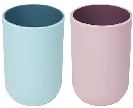 Dzmuero Bathroom Mugs Plastic, Bathroom Cup, Toothbrush cup, 2 Pcs Reusable Rinsing Wash Tooth Mugs for Travel Camping Bathroom Tidy Bathroom Accessories