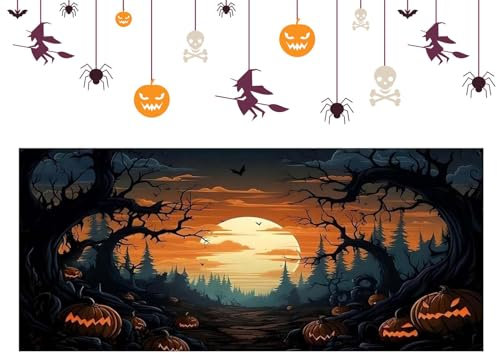 Halloween Garagentor Banner, große hängende Kulisse Garagentor Abdeckung, Garagentor Halloween Banner, Halloween Garagentor Dekoration, Halloween Garage Wanddekorationen für draußen