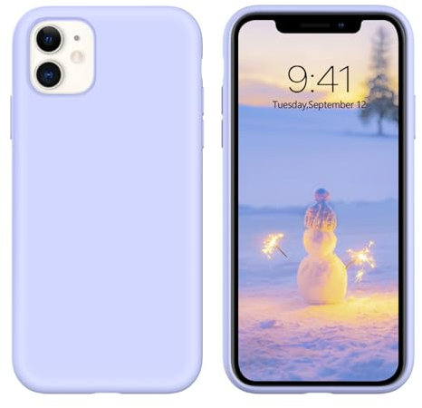 DUEDUE Liquid Silicone Case for iPhone 11, Full-Body 4 Layer Shockproof Protective, Anti-Scratch Microfiber Lining, Soft Touch Gel Rubber Non-Fingerprint Case for iPhone 11 6.1, Purple