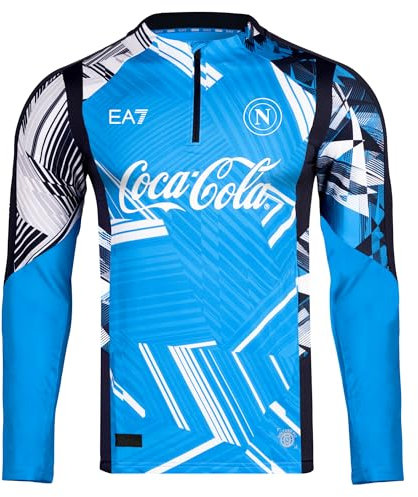 SSC Napoli [EA7] Felpa Pre Match EA7, Prodotto Ufficiale, Manica Lunga 2024/2025, Blu, XL