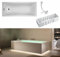 VBChome Baignoire 170 x 70 cm blanc acrylique espace pour éclairage LED support de baignoire siphon baignoire rectangulaire design moderne bonde en chrome