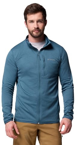 Columbia Men's Essential Hike Grid Fleece Full Zip, Full Zip Fleece Jacket, Everblue, Medium