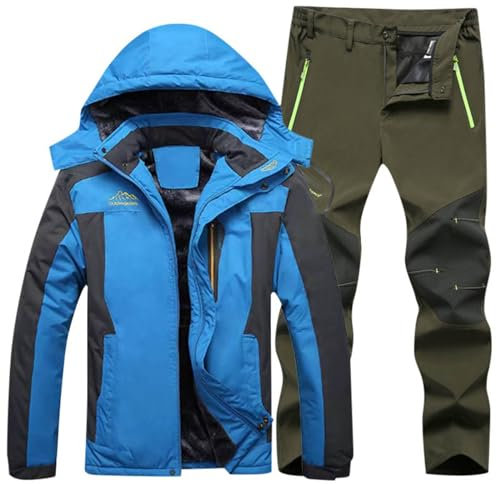 Generisch Langlaufski Set Herren, Skianzug Damen 2 Teilig Winddicht Skianzug Jacke Und Hosen Skibekleidung Winter Schneeanzug Mit Kapuzen Tracksuit Warme Skijacke Wasserdicht Schneemantel