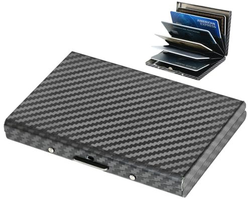 BONSYL® Porte Carte de Crédit, Fin Portefeuille de Carte de Crédit en Métal avec Blocage RFID avec 6 Fentes, pour Hommes et Femmes.(6 Cartes/Noir)