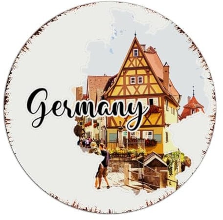 Autravelco Deutschland Fashion Chic Metallschilder Outdoor Retro Haus Wandkunst Plaques Nation Kunstdruck Sehenswürdigkeit Geschenk Wanddekorationen Metallschild für Geschäft, Schlafzimmer, Lounge,