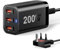 200W USB C Fast Charger 6-Port GaN III USB Charging Station PD 100W 65W Laptop Desktop Charger Compatible with MacBook Pro/Air,Steam Deck,Dell XPS,iPhone 16 Pro/15,Galaxy S24/S23/Switch 2