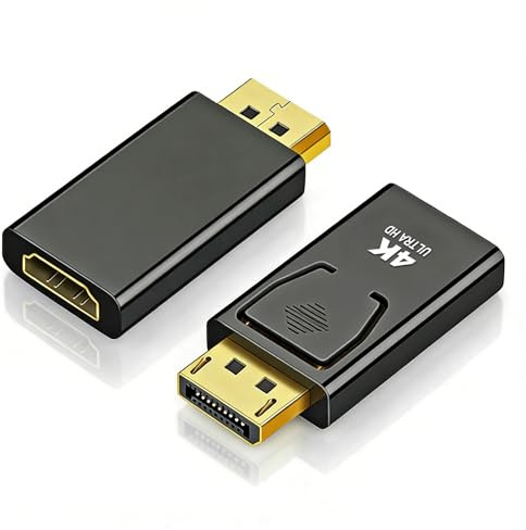 JIEYUCHU DisplayPort auf HDMI Adapter 2Pcs, DP auf HDMI Konverter | Unidirektionaler, 4K@30Hz /2K@60Hz/1080P@120Hz, für PC Laptop Monitor TV Projektor, Plug und Play