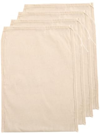 COAFTUG 4 Stk Brew Bag Filterbeutel Baumwolle 30 * 45cm Braubeutel 120 Micron Siebbeutel mit Kordelzug Nussmilchbeutel Pressbeutel Käsetuchbeutel für Wein Bier Apfelwein Koffee Obstsaft Marmelade