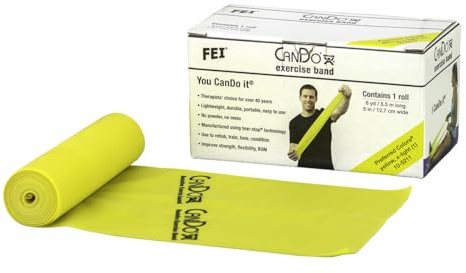 CanDo Low Powder Exercise Band, 6 yard Roll, Yellow: X-Light