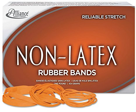 Alliance Rubber 37646#64 Non-Latex Rubber Bands, 1 lb box contains approx. 380 bands (3 1/2 x 1/4, Orange)