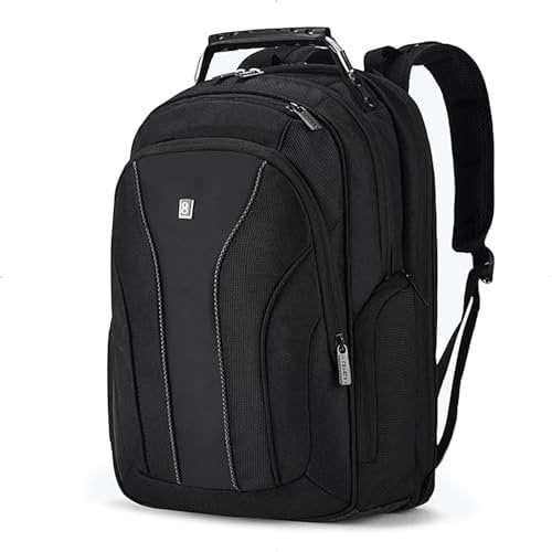 LEVEL8 Atlas Laptop Backpack, Cabin Bags Durable Business Carry on Backpack 31L Water Resistant Travel Backpack Computer Bag for Work Fits 15.6 Laptop and Notebook - Black