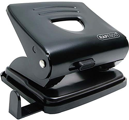 Rapesco 1030 Perforadora Metálica de 2 Agujeros 825, 25 Hojas de Capacidad, Negro