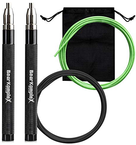 Bear KompleX Hummer Speed Springseil ist ideal für Crossfit, Double Unders, Boxen, Fitness und Konditionierung. Leichtes Kabel und leicht Einstellbarer Aluminiumgriff, für die Dominierung Ihrer WODs